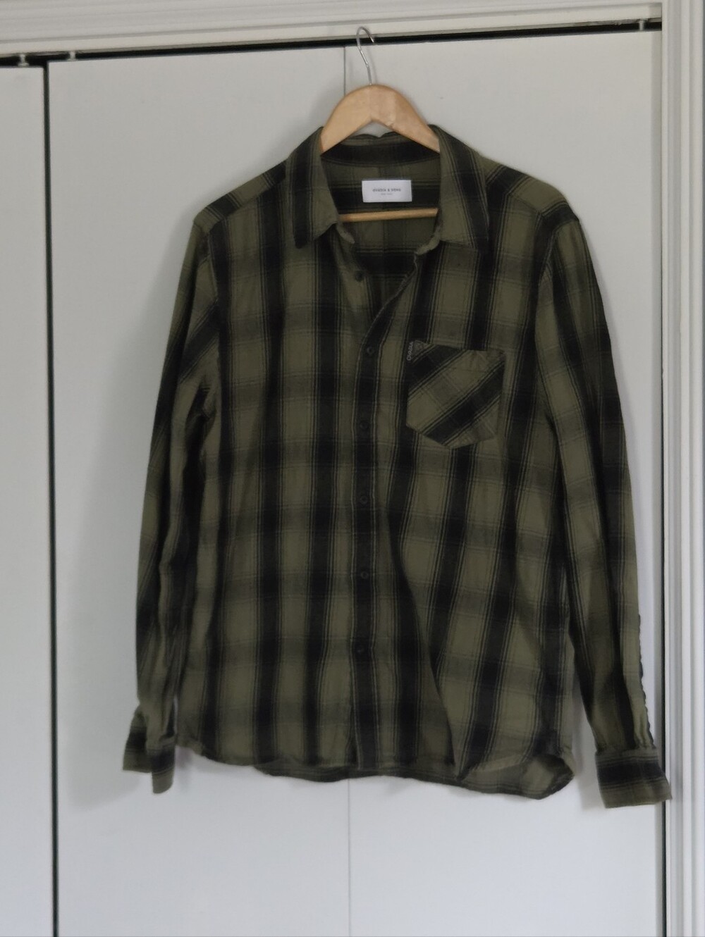 Ovadia & Sons Olive Green Plaid Long-Sleeve Shirt